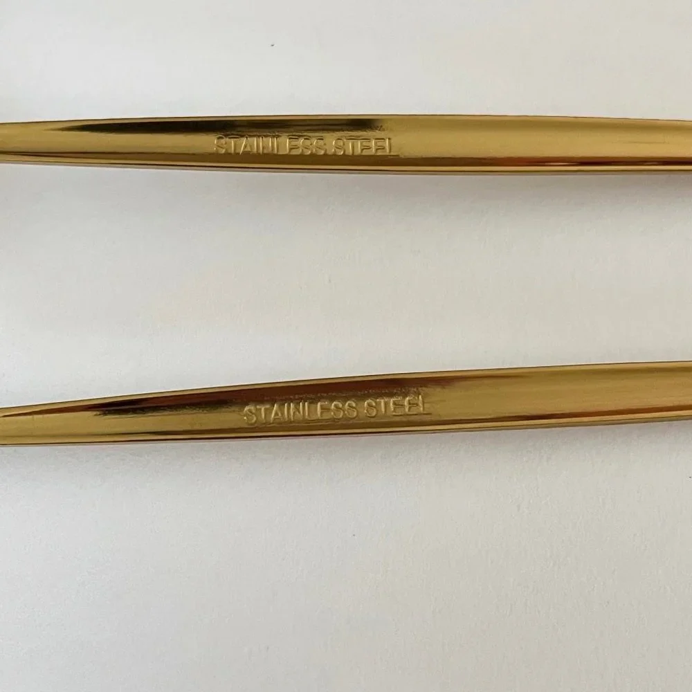 NIB stainless steel cutlery set, gold tone 18-10 stainless